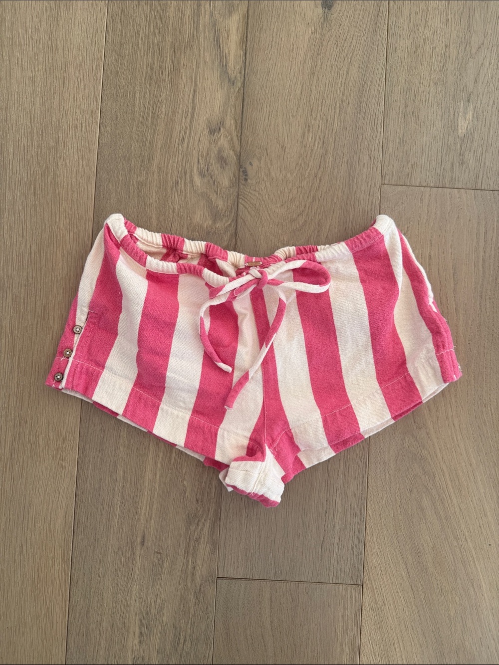 Free People Striped Pink & White Tie-Waist Shorts Medium